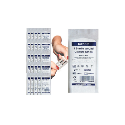 Skin Closures 3 Sterile Strips 6x75mm 