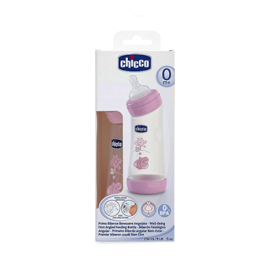 Chicco (707211) Biberon Angolato 0+ mo 250ml Pink