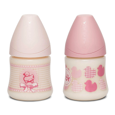 Suavinex (124)Bibrone Silicone Pink 150ml (0-6 mo)