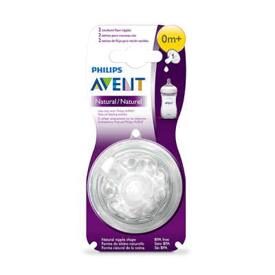 Avent (Scf651/27)Silicone Natural Teats 0+ mo